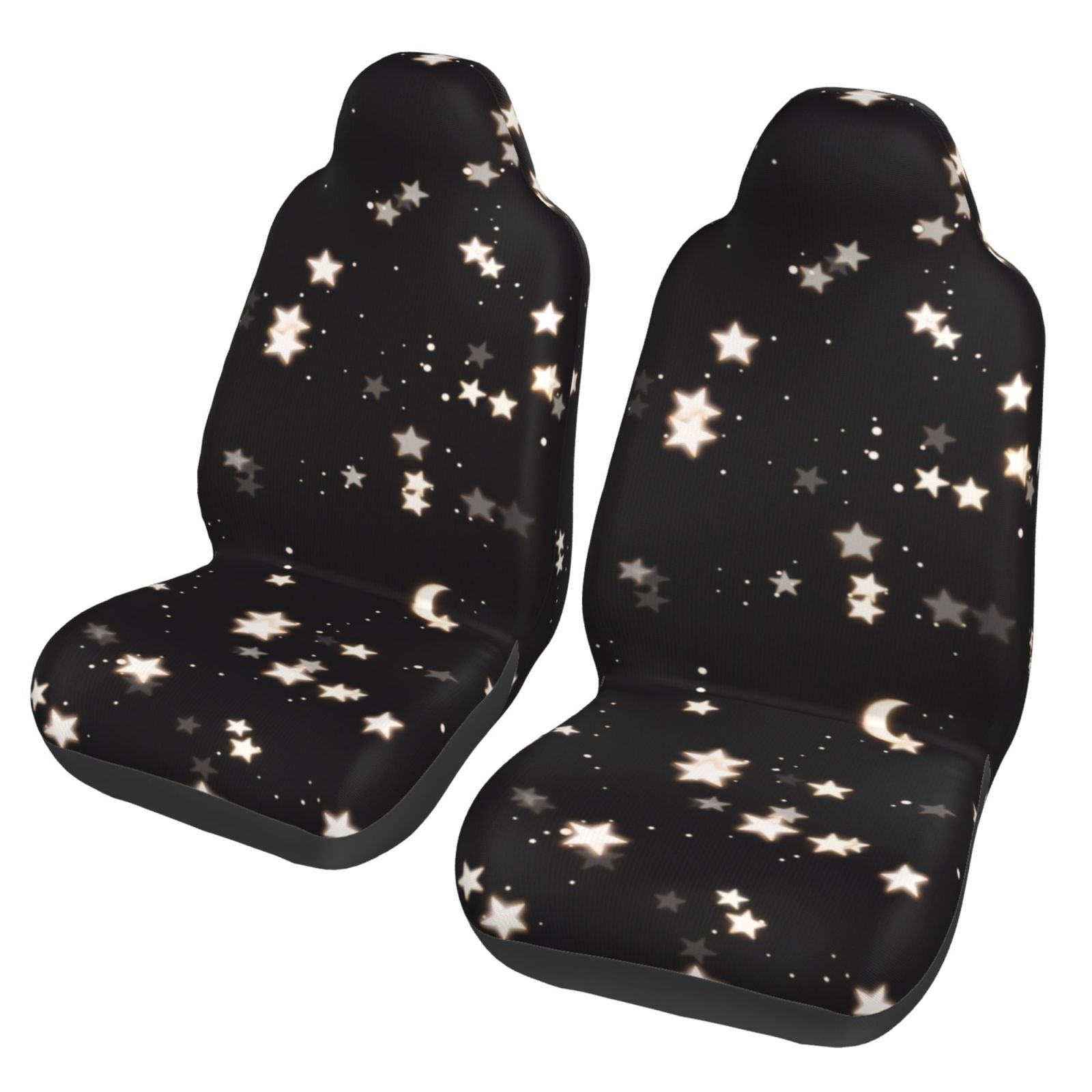 TEQUAN Front Seat Covers, Night Stars Moon Pattern 2 Piece Car Seat Cover Fit Most Car SUV Truck