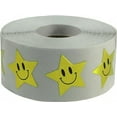 thumbnail image 1 of Gold Happy Face Star Shaped Stickers | 1" Inch Wide | 500 Pack, 1 of 1
