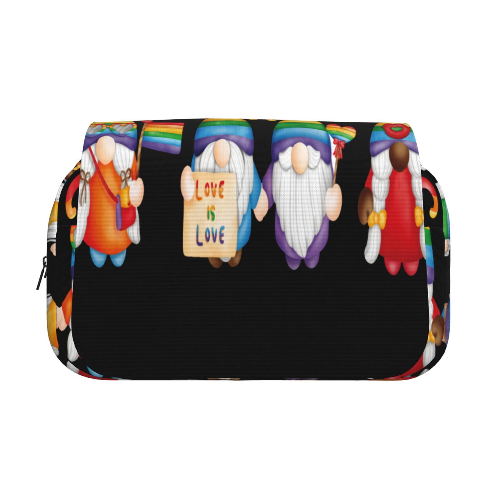 Rateoe Happy Pride Gnome Pattern Double Clamshell Pen Case, Storage Organizer with Two Zipper Compartments– Holds Up to 50 Pencils & Pens
