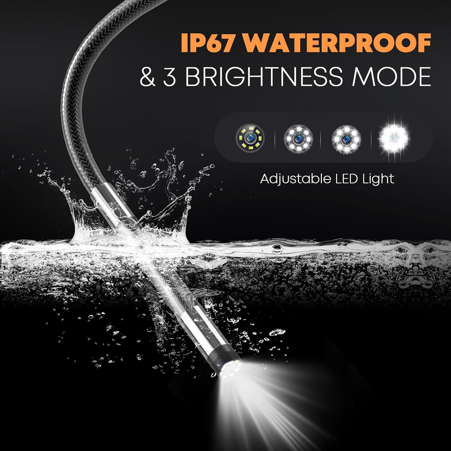 Endoscope Camera with Light Articulating Borescope 2-Way 180° 1080P Industrial Inspection
