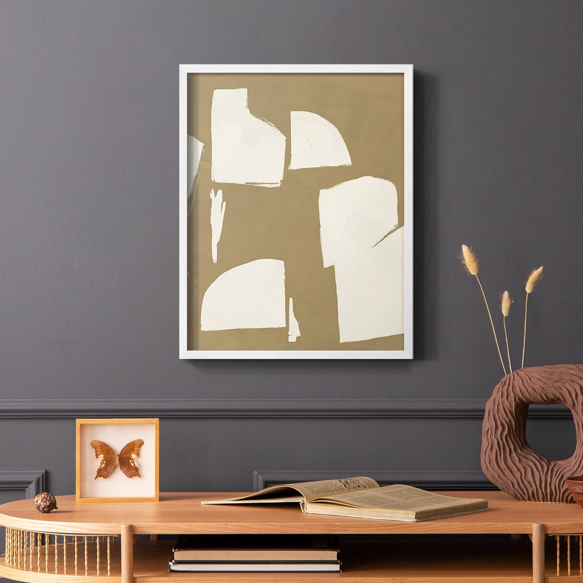 Chunky Abstract IV Framed Print in White Solid Wood Framed Print No Nail Hanging