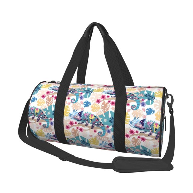 Balery Colorful Chameleons Bolsa de Gimnasio para Mujeres y Hombres, Bolsa de Viaje Impermeable, Bolsa de Fin de Semana con Compartimento para Zapatos y Bolsillo Húmedo