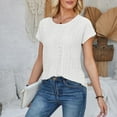 thumbnail image 6 of Timegard Womens Tops Cap Sleeve Eyelet Round Neck Summer Dressy Casual Loose Top Blouses Basic Shirts, 6 of 7