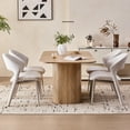thumbnail image 7 of 63" Dining Table for 4 Person, [Rounded Corners] [Striped Pedestal Base] Farmhouse Modern Rectangle Kitchen Dinner Table, Beige, 7 of 7