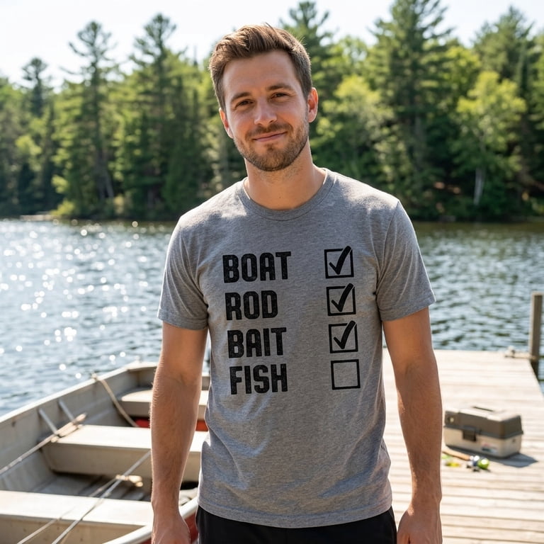 Mens Fishing List T Shirt Funny Novelty Summer Fathers Day