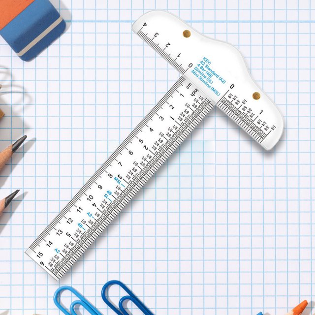 Regla recta de 6 pulgadas Cm/pulgadas Pulgadas Regla recta cuadrada métrica T para manualidades