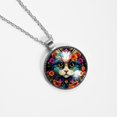 thumbnail image 4 of Cat Elegant Circular Glass Pendant Necklace, 4 of 5