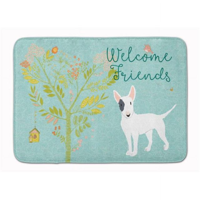 Carolines Treasures BB7607RUG Welcome Friends White Patched Bull Terrier Machine Washable Memory Foam Mat