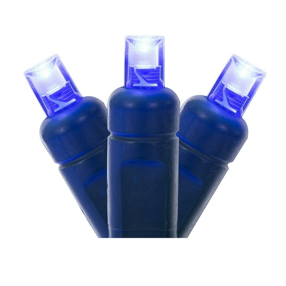 Vickerman 50 Blue Wide Angle LED Light on Green Wire, 25' Christmas Single Mold Light Strand