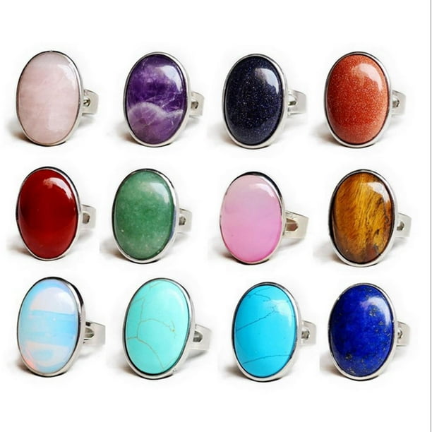 De Bodas De Piedras Preciosas De Cristal Natural Clásico Ajustable