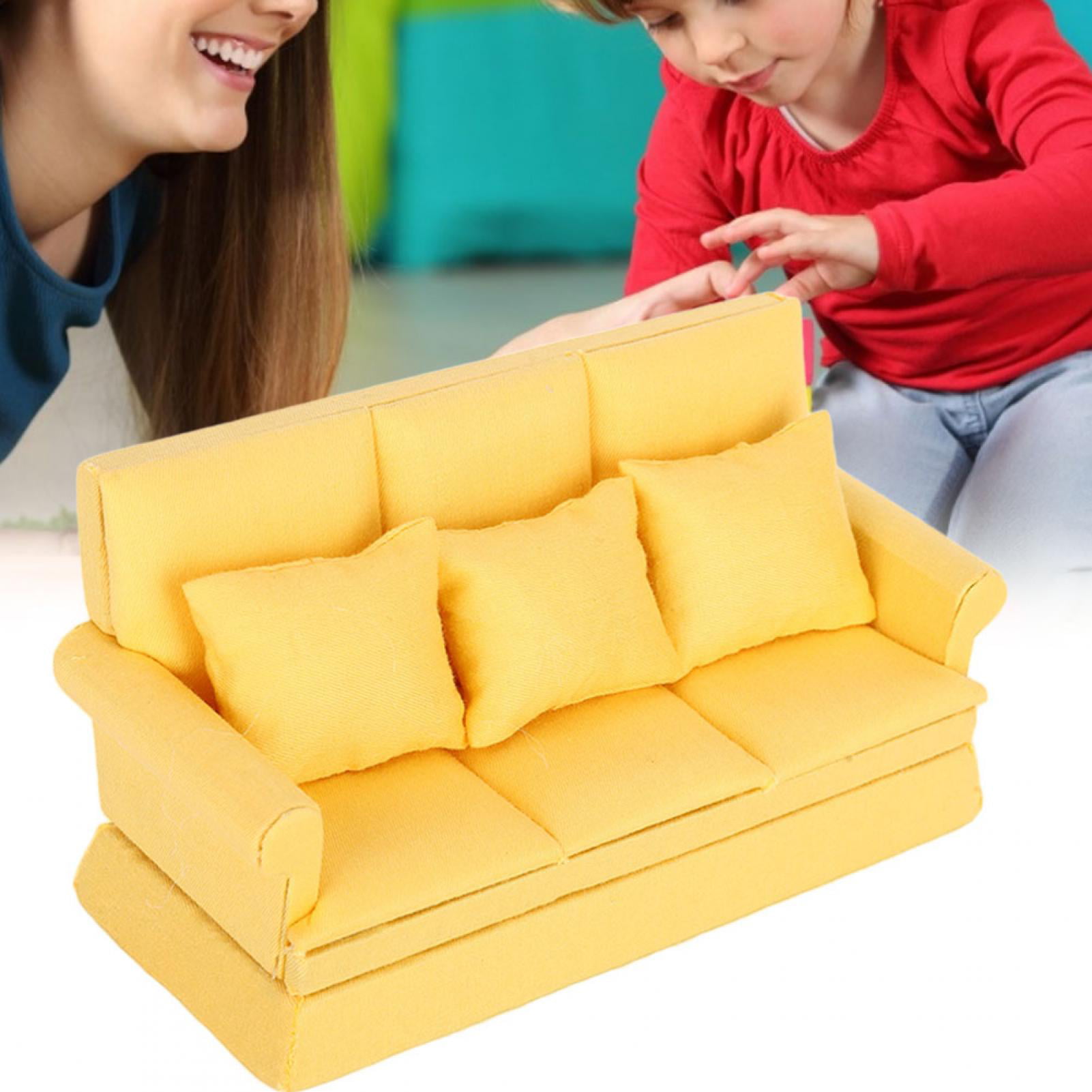 Details about   Doll House Furniture Simulation Sofa With 3pcs Pillow Set Living Room Decoration 