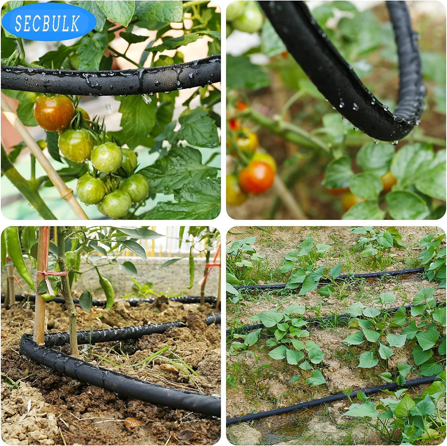 Flat Soaker Hose for Garden Beds 10 25 50 75 ft, 50" Short Linkable Drip Irrigation Hose Save 80% Water, Leakproof Watering Hose with Holes