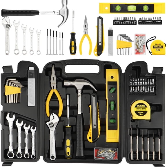 90 Piece Tool Set Home Repair Hand Tool Kit with Wrench Sets Plastic Tool Box Storage Case