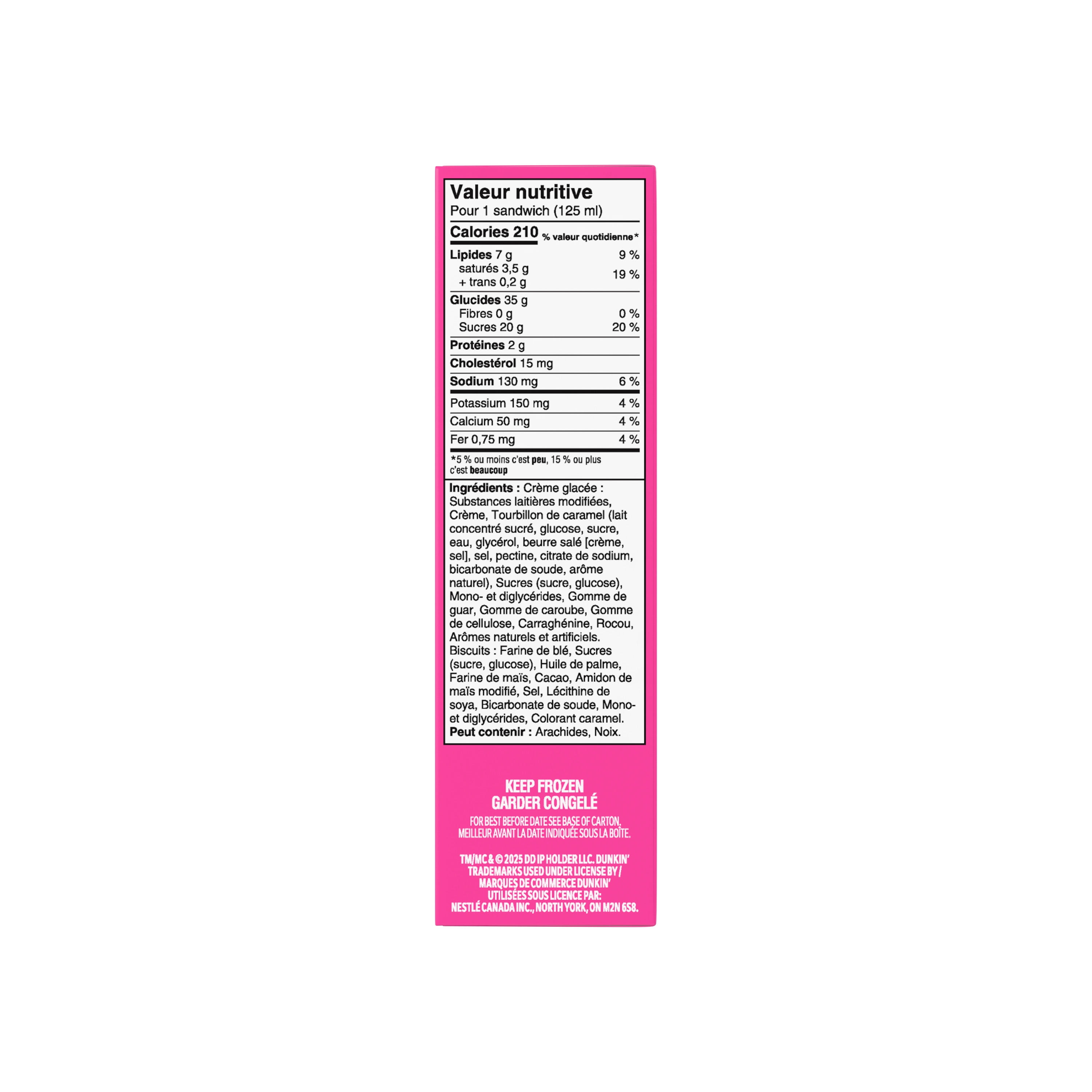 BASKIN ROBBINS Caramel Ribbon Ice Cream Sandwiches, Prepared in Canada with Canadian Dairy, Kosher, 4 x 125 ml