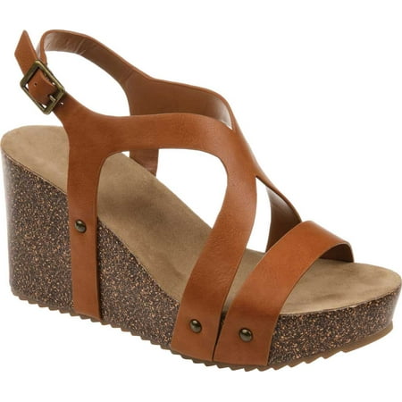 

Women s Journee Collection Geneva Wedge Sandal Tan Faux Leather 10 M