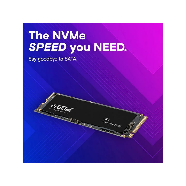 Crucial P3 1TB Internal Solid State Drive, PCIe 3.0 NVMe M.2 Crucial P3 1TB Internal Solid State Drive, PCIe 3.0 NVMe M.2
