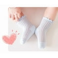 thumbnail image 2 of Krdevn Baby Socks - Socks Summer Thin Mesh Socks Summer Boneless Loose Mid Calf Wooden Ear Design - Socks for Baby Girl,Color:Blue,Size:3-5 Years, 2 of 4