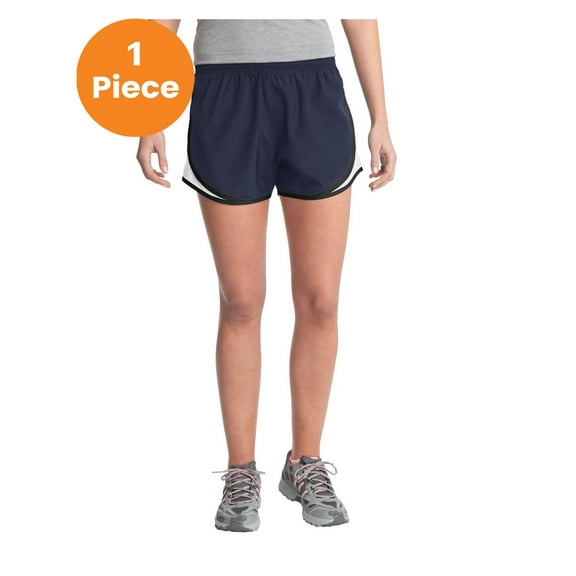 Sport-Tek LST304 Ladies Cadence Shorts, True Navy/ White/ Black, 3XL, Womens Athletic Shorts