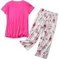 thumbnail image 2 of HAHDAXIA Womens Pajama Set Cotton Capri Pant Pyjama Short Sleeve Sleepwear Summer Pjs, 2 of 5