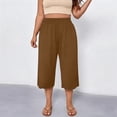 thumbnail image 5 of YanHoo Plus Size Wide Leg Capris for Women Elastic Waist Loose Workout Capri Pants Oversized Casual Everyday Cropped Trousers, 5 of 9