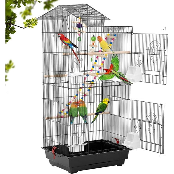39-inch Roof Top Large Flight Parrot Bird Cage Accessories with Rolling Stand Medium Roof Top Large Flight cage for Small Cockatiel Canary Parakeet Sun Parakeet Conure Finches Budgie Lovebirds Pet Toy
