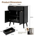 thumbnail image 2 of Leumius Kitchen Storage Cabinet with Adjustable Shelves,1 Drawer & 2 Doors,Sideboard Buffet Cabinet with Solid Wood Feet for Living Room, Kitchen, Entryway, Black, 2 of 6