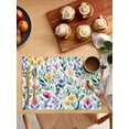 thumbnail image 2 of Colorful Flower Green Leaves Seamless Placemats Set of 4,Wipeable Washable Table Mats for Dining Tables,Farm Wildflower Place Mats for Kitchen Event Party Tabletop Decor, 2 of 7