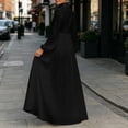 thumbnail image 3 of Gytharion Women's Stand Collar Maxi Dresses Long Sleeve Pleated Button Down Dresses Solid Color Loose Dresses, 3 of 4