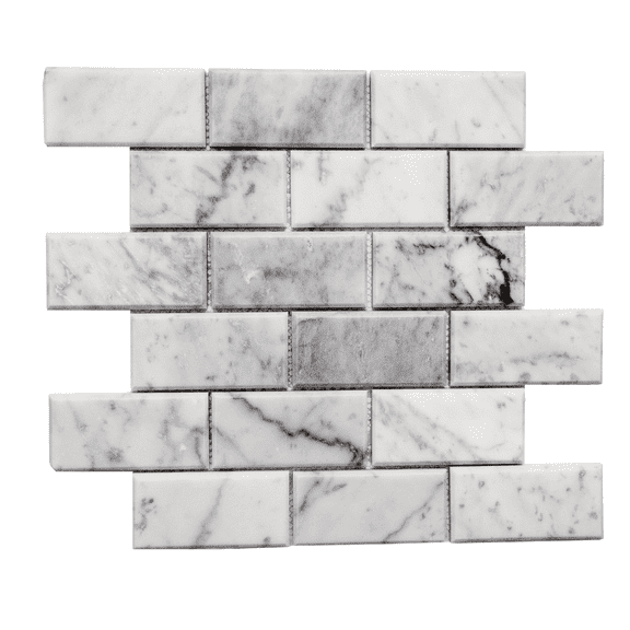 The Tile Life Santorini Beveled Carrara Marble Subway Mosaic Tile - 12 x 12 in. - Polished - 1-Piece - Wall, Backsplash