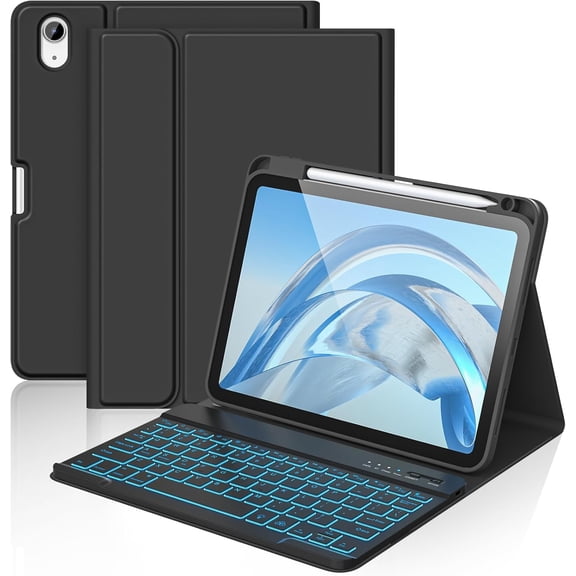 For iPad A16 11th 10th Generation Case with Keyboard - 7 Colors Backlight Detachable Folio Keyboard Case for iPad (A16) 11th Gen 2025 & 10th Gen 10.9 inch 2022, Smart Wake/Up, Watermelon Red