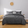 thumbnail image 3 of Home Queen Size Duvet Cover Set 100% Microfiber, 3 Pieces Solid Color Dark Grey Ultra Soft Skin-Friendly Comforter Cover Set (1 Duvet Cover +2 Pillowcases), 3 of 9