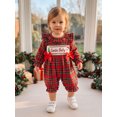 thumbnail image 5 of Cjfdfy Newborn Baby Girl Christmas Outfit My First Christmas Romper Collar Plaid Long Sleeve Letter Santa Claus Embroidery Bodysuit Infant Cute Christmas Fall Winter Bodysuit, 5 of 9