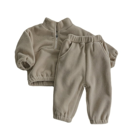 LYMAYTER Kids Infant Sweatshirt Outfit Boys Girls Fleece Sweatsuit Pants 1 Set for 6 Months-24 Months