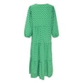 thumbnail image 5 of Hamky Long Sleeve Dress Maxi Dress Fall Dresses Geometric Printed Bubble Sleeved Dress Street Oversized Women's Clothing Modest Dresses Dresses for Women Green Dress XS, 5 of 9