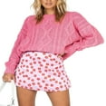 thumbnail image 1 of Pull-Over Surdimensionné pour Femmes Automne Col Rond Manches Longues Pull Tricoté Épais Blouse Haut, 1 of 7