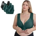 thumbnail image 4 of 3pc Lace Bras for Women Front Closure No Underwire Padded Bras Full Coverages Seamless Push up Bralette New Womens Bras No Underwire Green L, 4 of 9