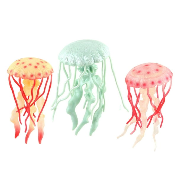 Modelo de medusas de Modelo de marinas Colección de cognición Modelo biológico marino Ciencia Figuras blandas Juguetes Cumpleaños 3 piezas Sunnimix Medusa simulada