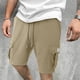 thumbnail image 3 of Pantalones Cortos de Carga de los Hombres con Cordón Sólido Cintura Deportivo Pantalones Cortos de Gimnasio con Bolsillos, Desgaste Casual de Toda la Temporada, 3 of 6