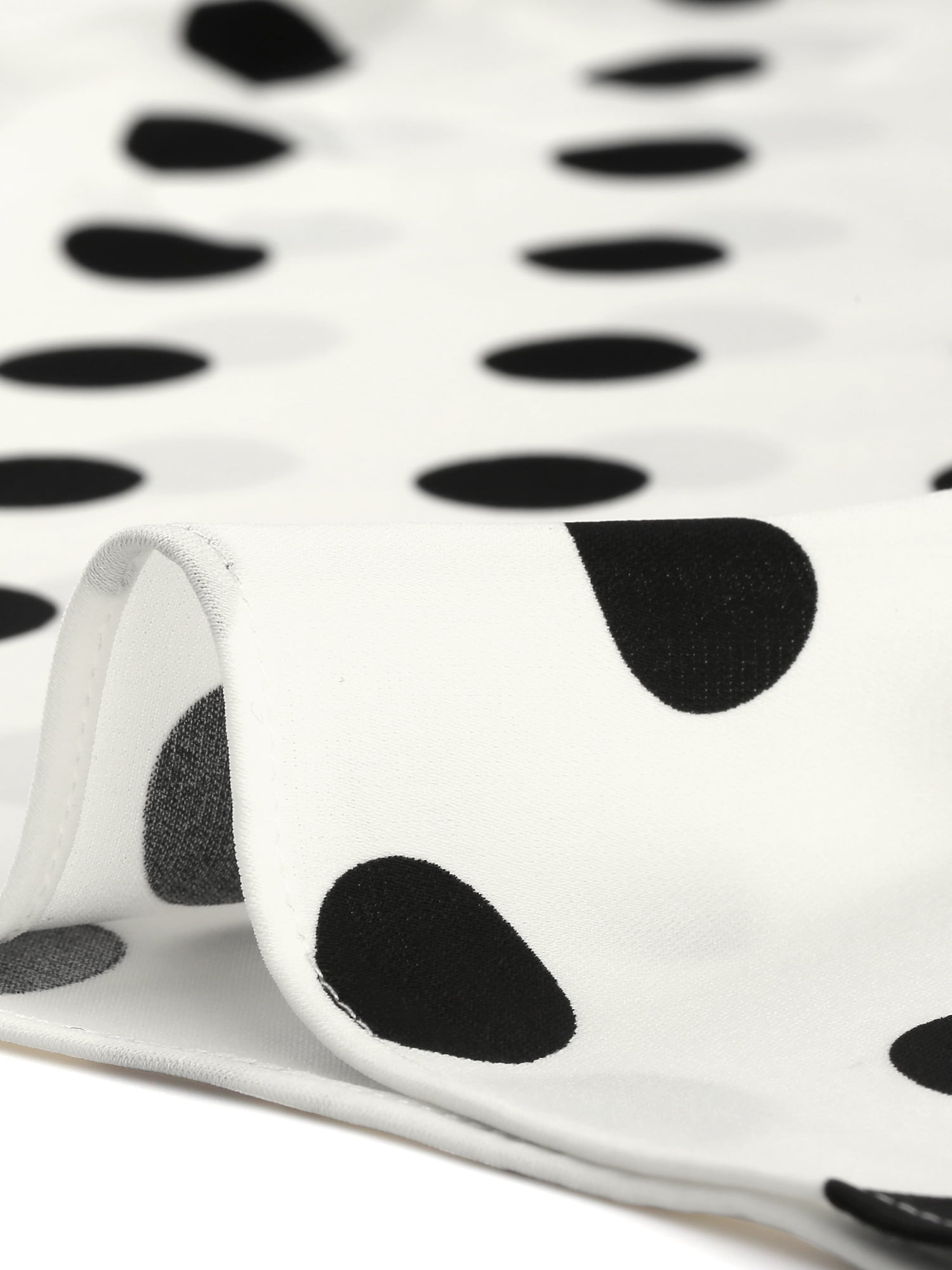 DARING DIVA Polka Dots Stand Collar Short Flare Sleeve Top XS White Black