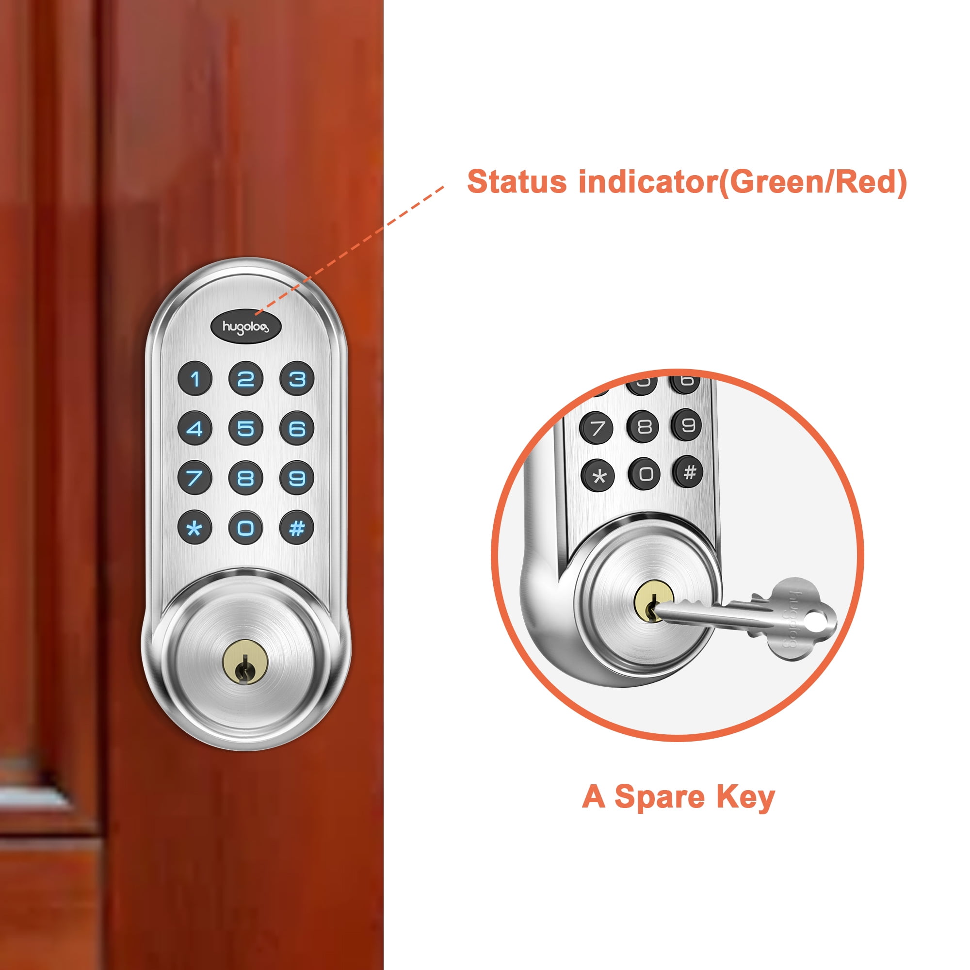 KIASET Mechanical Keyless Door Lock Single Sided Keypad Code Lock Satin Chrome