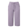 thumbnail image 5 of JJHGVB Cropped Trouser Capris with Pockets women's capris pantalones capri Drawstring Capris Gauze Pant pedal pushers for women Capri Pants for Women Thin Pants Capris Z3-Light Violet 4XL, 5 of 7