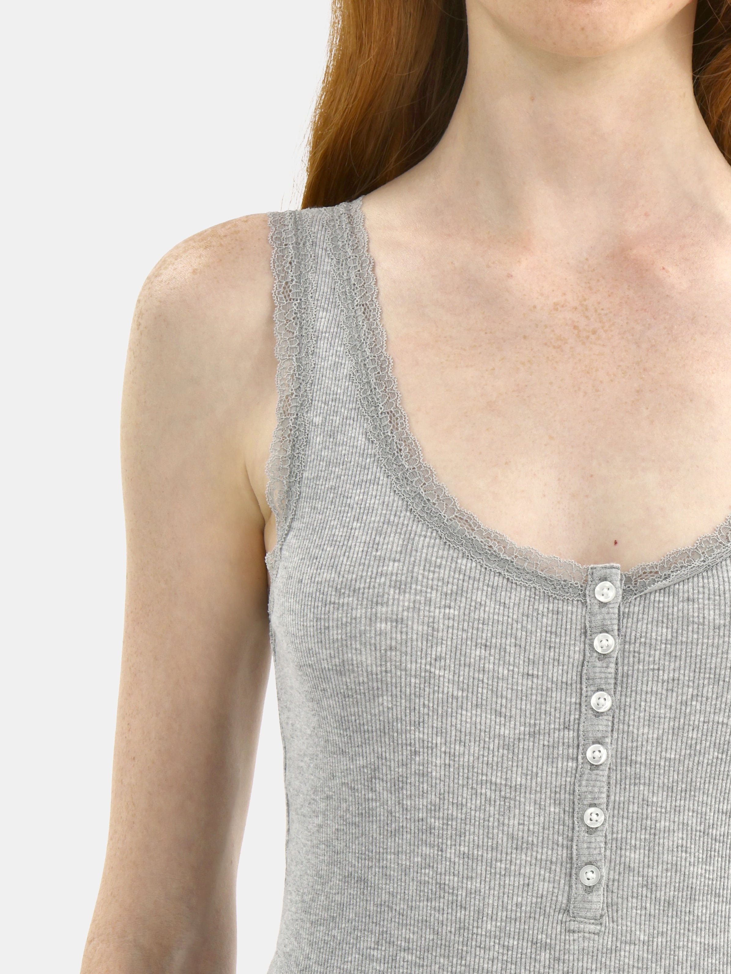 No Boundaries Lace Cotton Henley Tank, Women's
