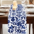 thumbnail image 3 of Blue Spring Floral 70 Inch Table Runner, Summer Flowers Farmhouse Botanical Farmhouse Dresser Scarf Cotton & Linen Tablerunner for Dining/Kitchen Island/Holiday Party Décor 13" x 70", 3 of 9