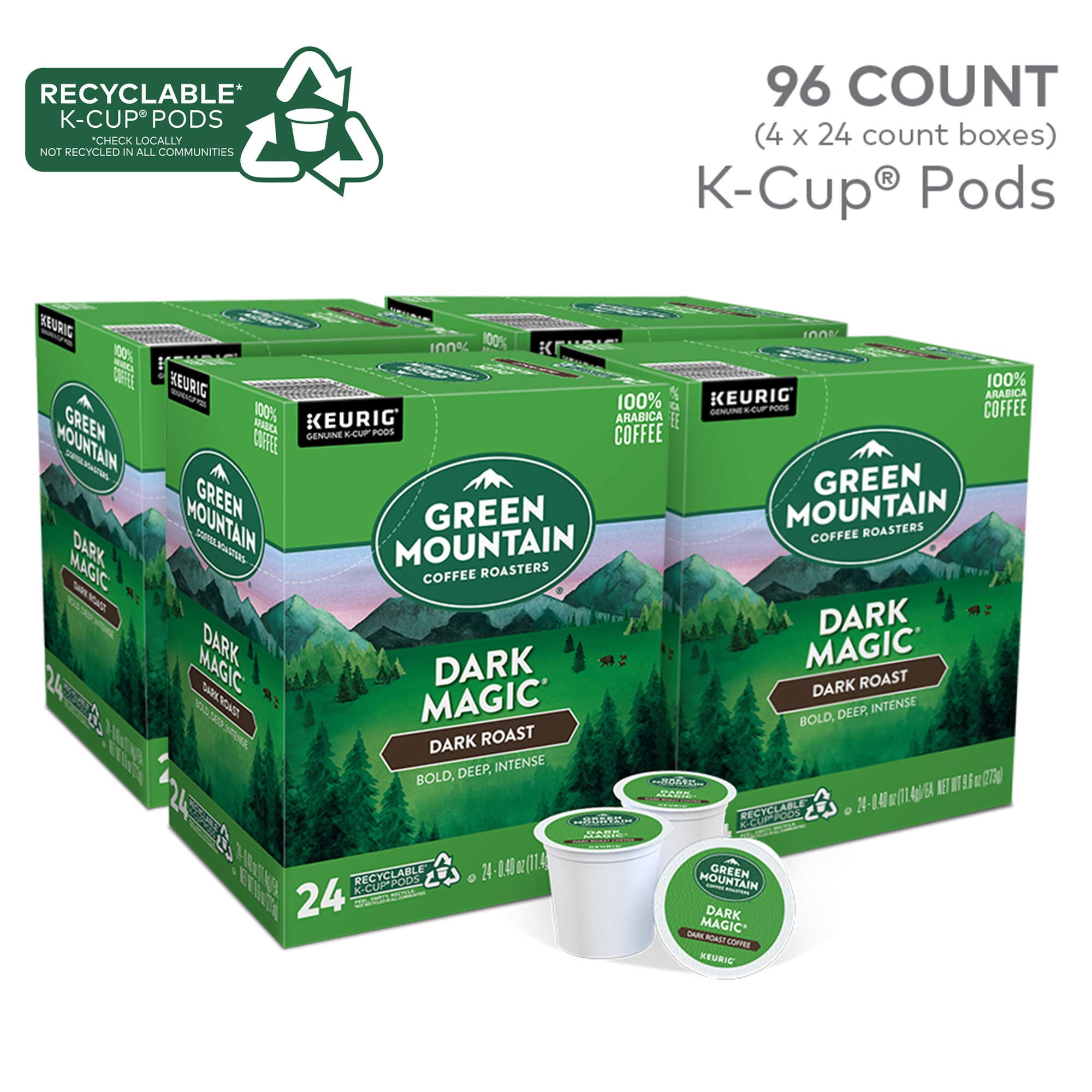 Green Mountain Coffee Roasters Dark Magic, Single-Serve Keurig K-Cup Pods, Dark Roast Coffee, 24 Count ( Pack Of 4 )