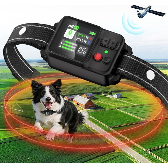GPS Wireless Dog Fence System, Invisible Dog Fence with GPS Collar, 49-6561FT Range, IP67 Waterproof Rechargeable Collars, Electric Dog Fence for Large Medium Dogs, Outdoor Use
