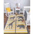 thumbnail image 2 of Unique Loom Metro Collection Modern Animals Bright Colors Kids Area Rug, 9 x 12 Feet, Gray/Ivory, 2 of 5