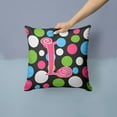 thumbnail image 2 of Letter L Initial Monogram - Polkadots and Pink Fabric Decorative Pillow, 2 of 4