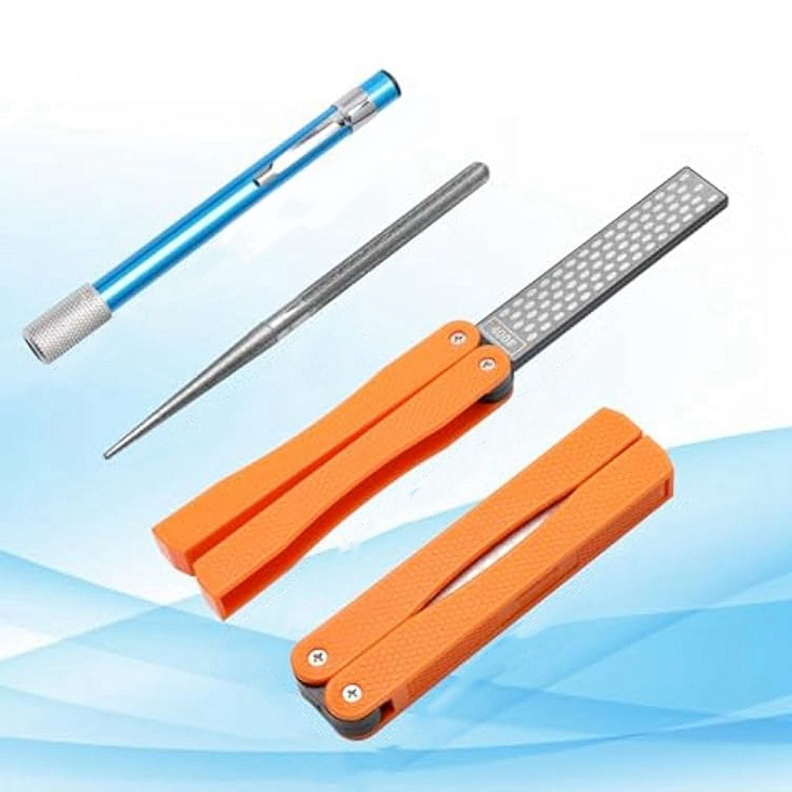 2X 2 Double-Sided  Knife Sharpener/2 Retractable  Sharpening Rod,Blade Sharpener Stone Pocket