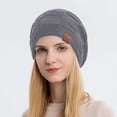 thumbnail image 2 of Slouchy Beanie for Men and Women Cable Knit Hat Winter Warm Skull Cap Gray, 2 of 4