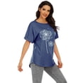 thumbnail image 1 of LUXUR Femmes Été Tops Pissenlit Impression T-shirt Manches Courtes T-shirt Mode Pull Col Rond Shirt Bleu XL, 1 of 3